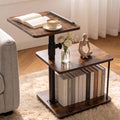 C Shaped Side Table, 360° Swivel Height Adjustable, 3-Tier Sofa Side Desk by Megadream