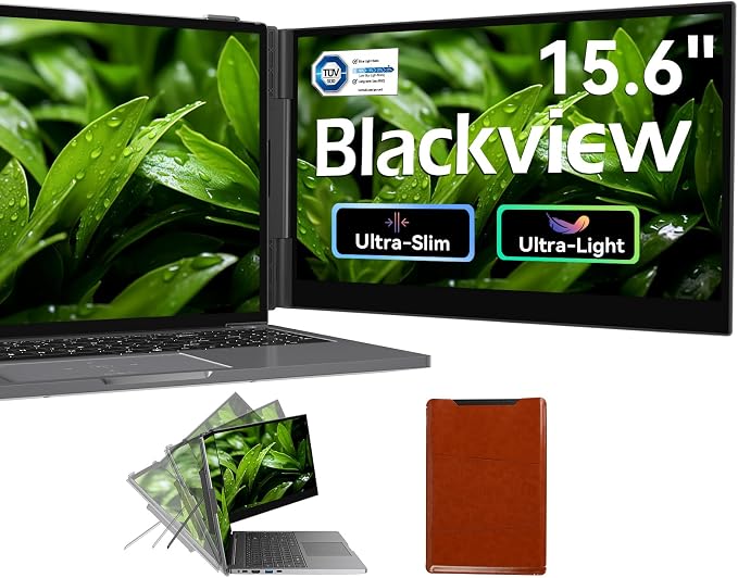 Blackview Laptop Screen Extender, 1.7lbs Ultra-Light & 0.17" Ultra-Slim, 15.6" FHD 1200P IPS Portable Laptop Monitor Extender,Travel Dual Monitor for 14-17",Plug & Play for Windows/Mac/Android/Switch by Blackview