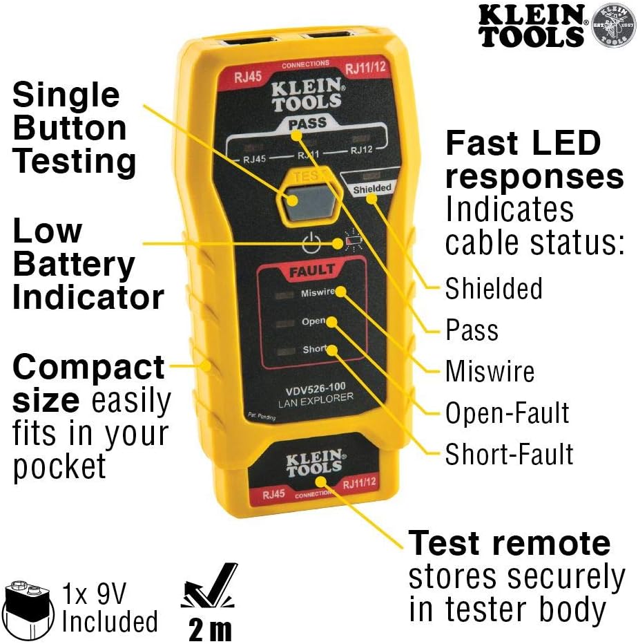 Klein Tools Cable Tracing and Testing Kit with Tone Generator, Tracer, and Network Tester - Image 6