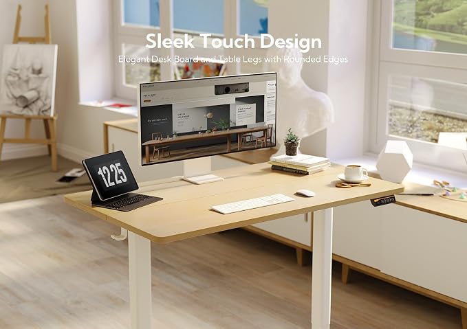 Claiks Electric Height Adjustable Standing Desk, 40x24 Inch, Nature | Smooth Height Adjustment, 3 Memory Presets, Cable Management Hub&Hook, Stable Steel Frame, 176lbs Capacity, Easy Assembly - Image 5