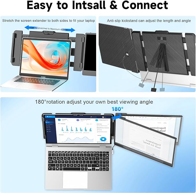 KEFEYA Laptop Screen Extender, 14" Portable Monitor for Laptops 13-17", 1080P FHD IPS Monitor Extender for Laptop with USB-C/HDMI Port, Plug n Play for Windows/Chrome/Mac/Switch/PS5 - Image 6