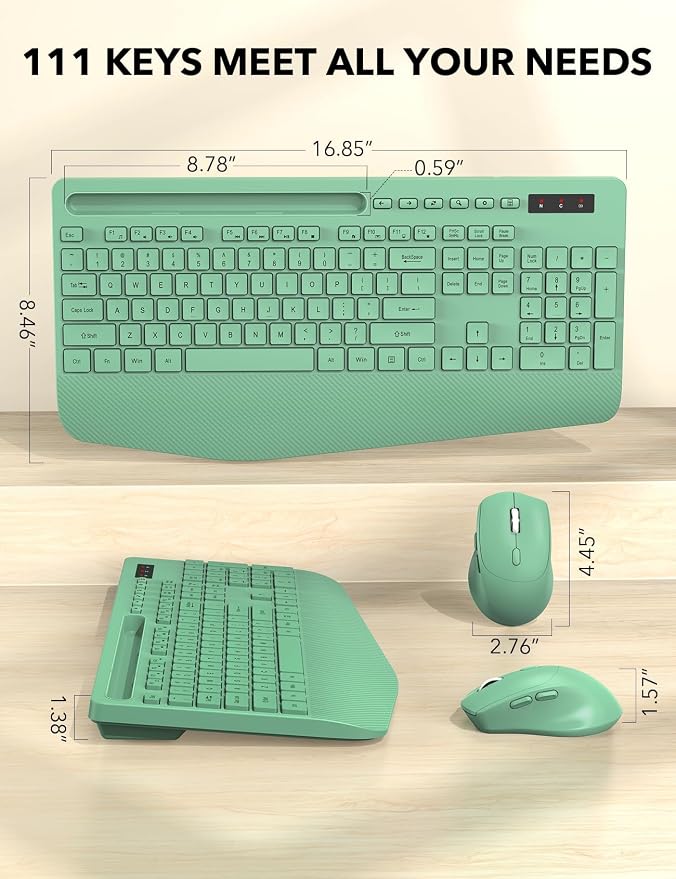 Wireless Keyboard and Mouse Combo - Full-Sized, Ergonomic Wrist Rest | Phone Holder, Sleep Mode, 2.4G Quiet Keyboard for PC Laptop, Trueque KM23 Complete Work Setup for Office or Home - Image 7