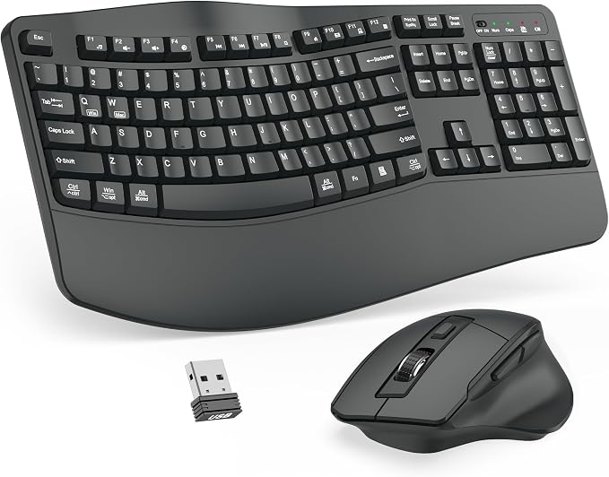 Wireless Keyboard and Mouse Combo, 2.4G Ergonomic Wave Keys(Graphite) | Full Size Wave Keyboard with Wrist Rest, 3-Level DPI Adjustable Ergonomic Mouse for Windows and Mac OS Desktop/Laptop/PC by Unknown