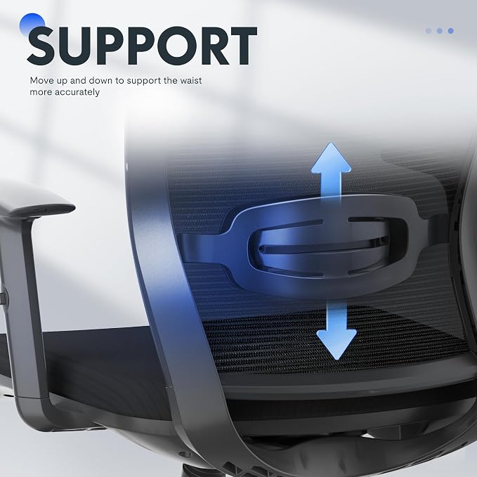 FLEXISPOT Ergonomic Office Chair, High Back Home Office Desk Chairs with Adjustable Lumbar Support, Armrests,90-130° Tilt Lock, Swivel Computer Gaming Chairs for Adults, OC3 Cloud, Black - Image 5