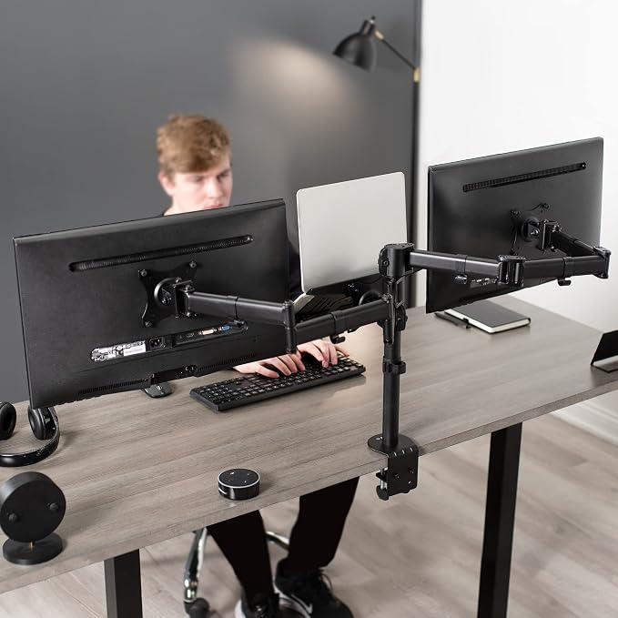 VIVO Dual Monitor + Laptop Mount for 13 to 27 inch Screens and 10 to 15.6 inch Laptops, Triple Screen Viewing, Articulating Arms, Black, STAND-V013L - Image 7