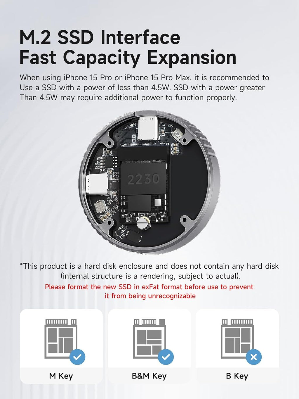 Hagibis Magnetic M.2 2230 NVMe SSD Enclosure with Magsafe for iPhone 17 16 15 Pro Max ProRes, USB C 3.2 10Gbps to NVMe Adapter, Aluminum External SSD Case for MacBook, iPad Pro, Android (MC100 Lite) - Image 6