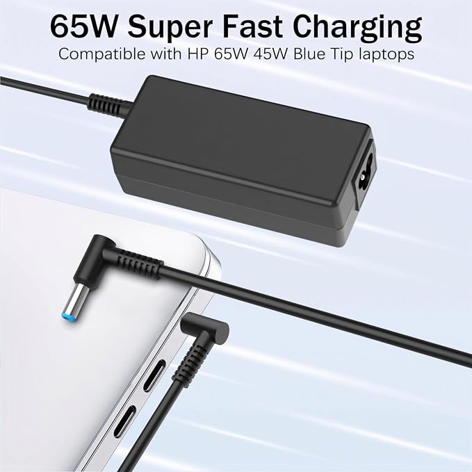 Replacement for HP Laptop Charger 65W 45W Computer Charger Smart Blue Tip Power Adapter - Image 2