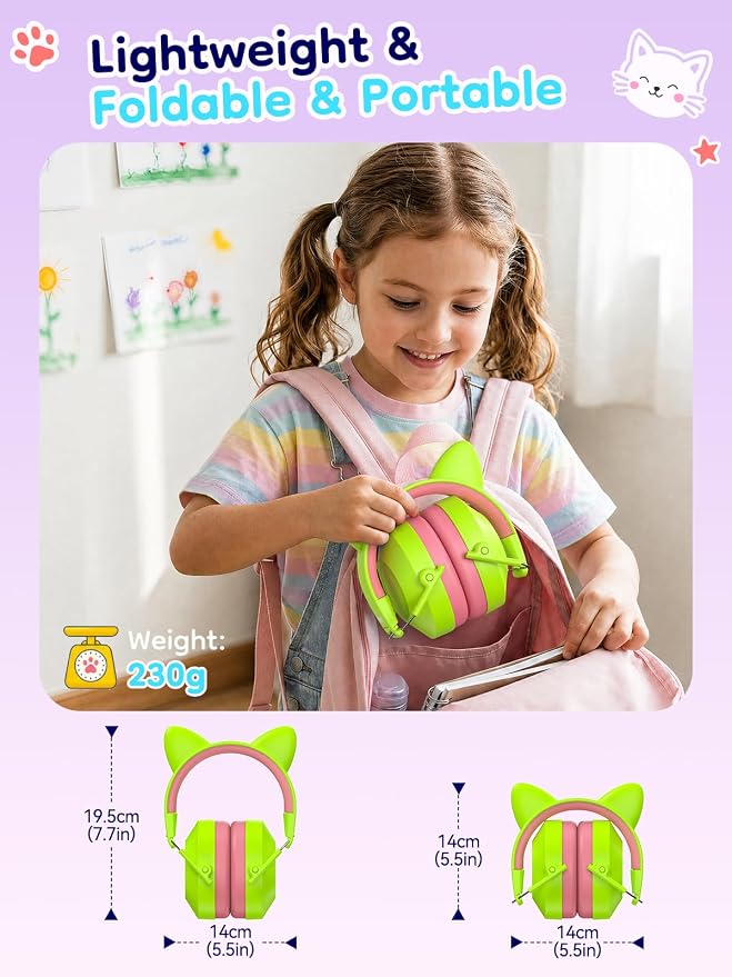 Dr.meter Ear Muffs for Noise Reduction, Kids Ear Protection Super Cute | 32dB SNR Noise Cancelling Headphones for Kids, AdjustableToddler Hearing Protection Autism Sensory, Fireworks, Concerts EM200 - Image 8