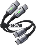 INIU 240W USB C to USB C Cable, [1ft+1ft] Fast Charging Type C Cord | Nylon Braided, Fast Charging, LED Indicator, USB-C Data Transfer, for iPhone 17 16 Pro, MacBook Pro, iPad, Samsung S26 etc by INIU
