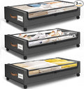 Under Bed Storage with Wheels 3Pack Storage Containers with Clear Window | Under Bed Drawers Rolling Under Bed Storage for Clothes,Shoes, Blankets (30.71 x 16.93 x 6.69 in, Dark Grey) by SpaceHacks