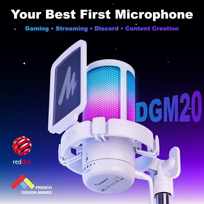 MAONO DGM20 USB Gaming Microphone for PC with Clear Voice & RGB Lighting | Noise Reduction, Tap-to-Mute, Gain Control and Plug & Play for Discord, Streaming, Podcasting, Chat and PS5/PS4 Gaming - Image 2