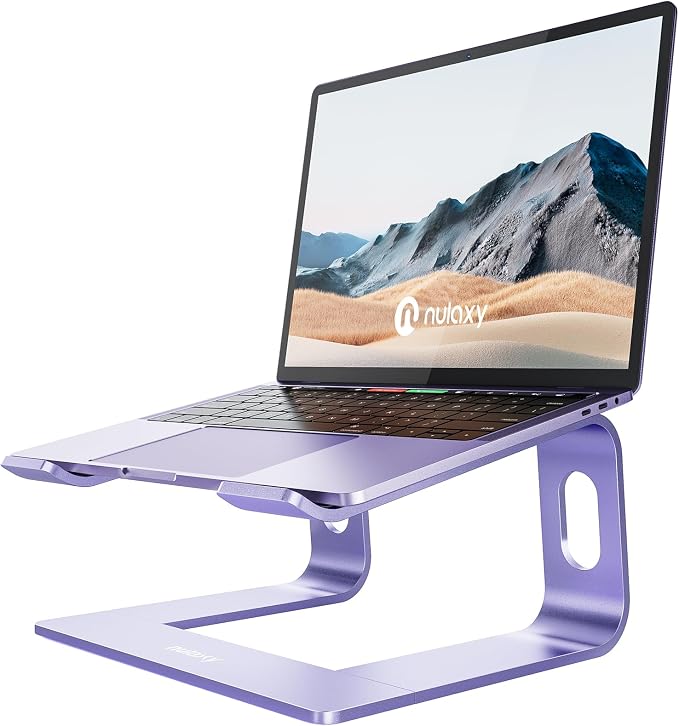 Nulaxy Full Aluminum Laptop Stand, Stable Support to 22 lbs, Purple | Detachable for Portable Storage, Easy Setup, Saves Desk Space, Compatible with 10-16 Inch Laptops, Office Desk Accessories by Nulaxy