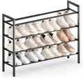 Bumusty 4 Tier Expandable Shoe Rack for Closet, Black | 18"-33" Adjustable Shoe Rack for Entryway, Small Shoe Organizer for Dorm, Front Door, Sturdy Metal by BUMUSTY