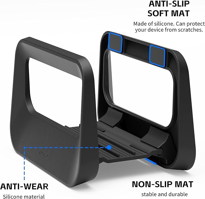 Vertical Laptop Stand for Desk,Plastics Laptop Holder Dock with Silicone Protection,Compatible with All MacBook/Surface/Samsung/HP/Dell/Chrome Book (Black) - Image 4
