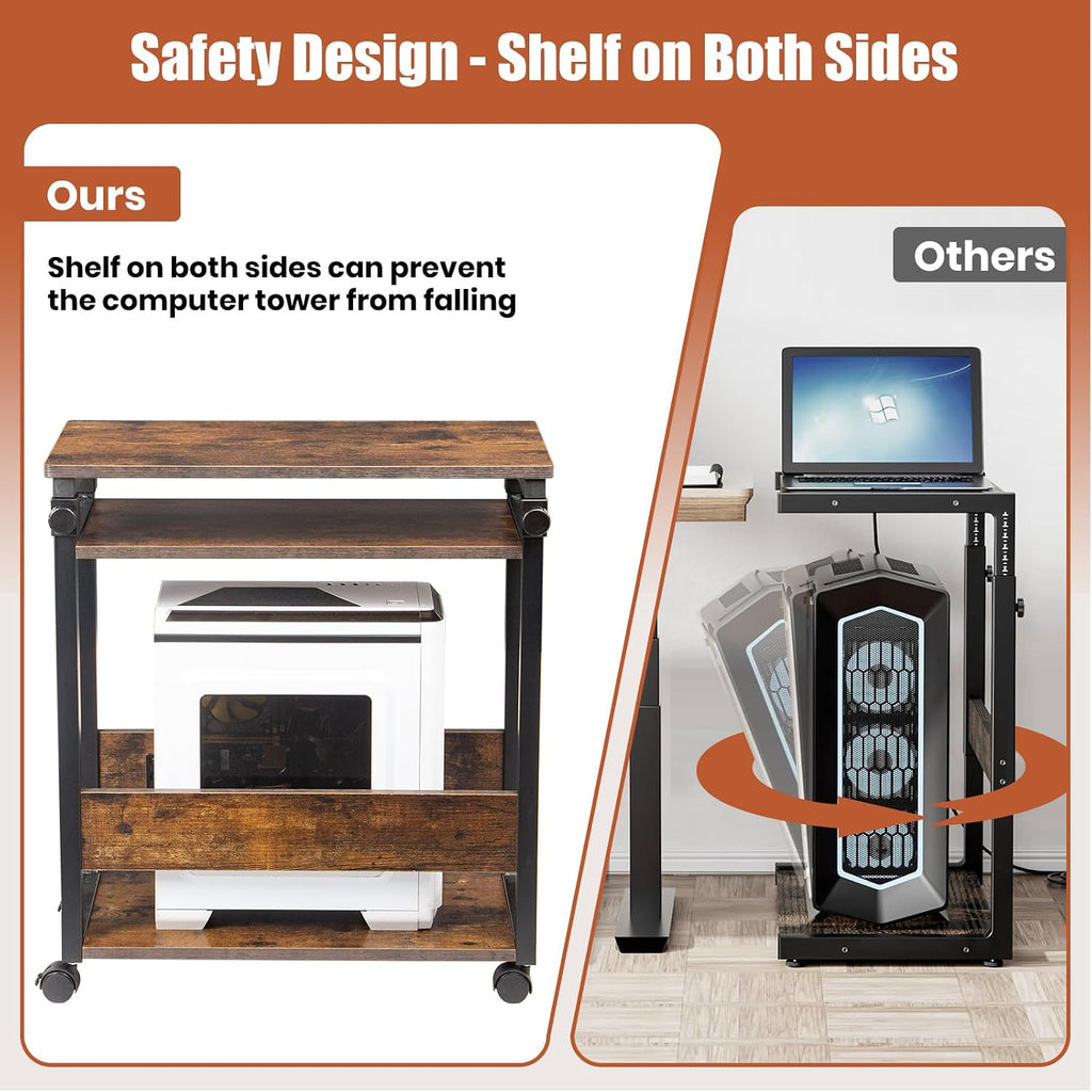 Height Adjustable Computer Tower Stand, Top Adjustable 24"Wx12"Dx23"-38"H - Image 5