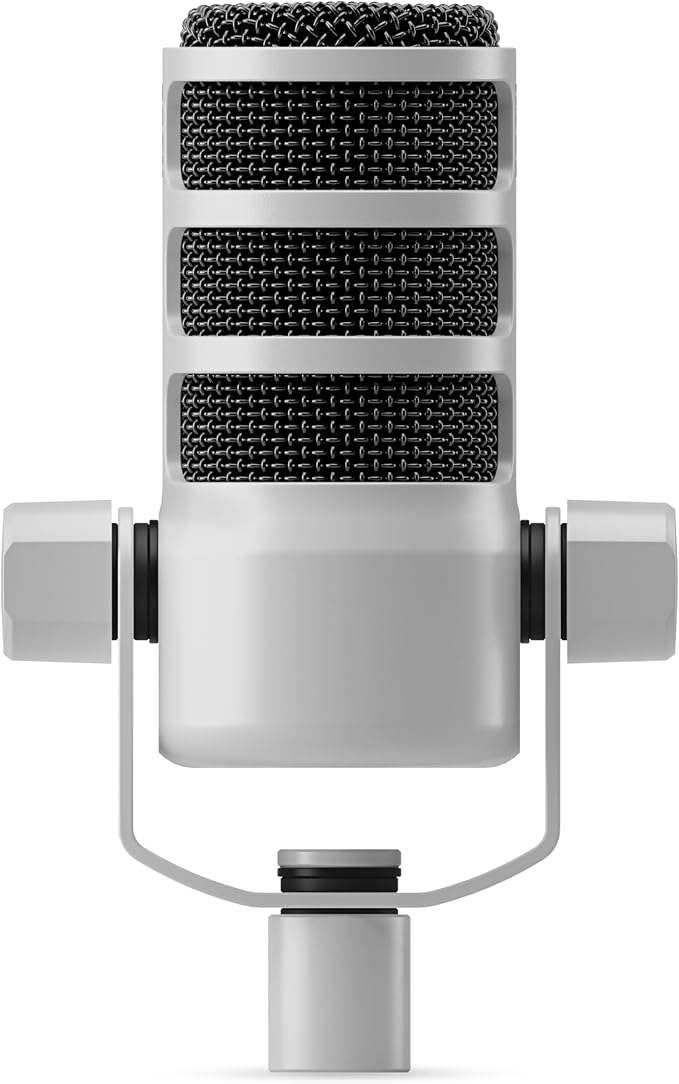 RØDE PodMic Cardioid Dynamic Broadcast Microphone - White | Cardioid dynamic microphone with internal pop filter and shockmount for podcasting, recording and broadcasting - Image 2