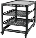 TECMOJO 12U Open Frame Network Rack for IT & AV Gear, 4-Post With Casters, Mobile With 2 PCS 1U Server Shelf & Mounting Hardware, for 19" Network, Audio and Video Device by Tecmojo