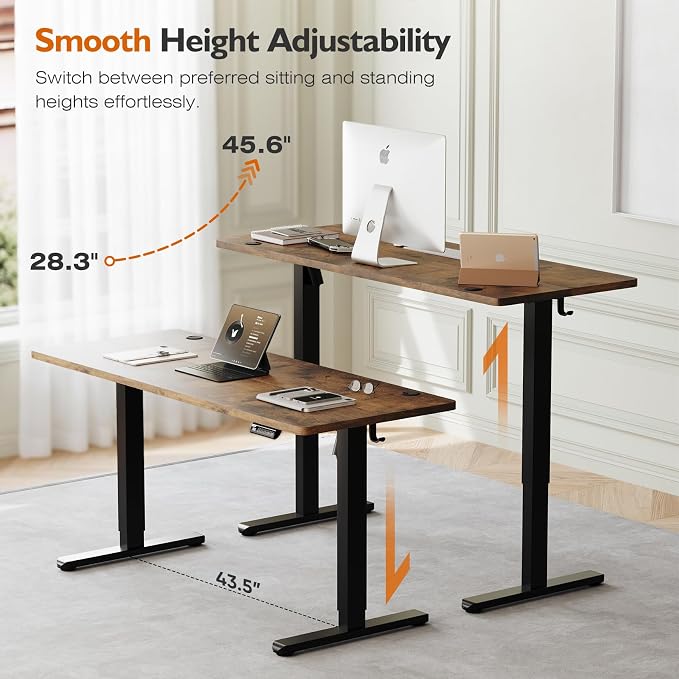 Monomi Electric Standing Desk 55"x24"Height Adjustable Sit Stand Up Desk | Ergonomic Home Office Computer Workstation with 178LBS Load Capacity & Quiet Motor, Two-Piece Desktop, Rustic Brown - Image 4