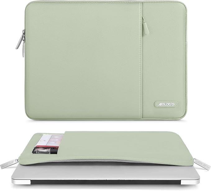 MOSISO Laptop Case 13.3 inch, 13-13.3 inch Laptop Sleeve Bag with Pocket | Compatible with MacBook Air/Pro 13/Pro 14 M5 M4 M3 M2 M1, HP Dell ASUS Lenovo, Polyester Vertical Computer Bag, Sage Green - Image 2