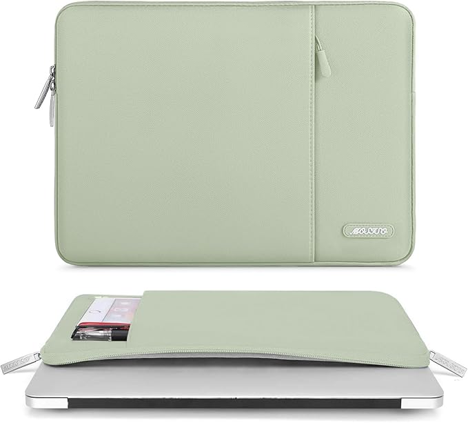 MOSISO Laptop Case 13 inch, Laptop Sleeve Bag with Pocket | Compatible with MacBook Neo A3404 2026/Air/Pro 13 M5/M4/M3/M2/M1 2026-2016, Polyester Vertical Computer Bag, Sage Green - Image 2