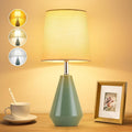 Small Bedside Table Lamp for Bedroom - Reading Desk Lamp with 3 Color Temperatures，15.5" Nightstand Ceramic Lamp with Fabric Shade for Kids Room,Living Room,Dorm,Home Office (Green) by Illuminatingyoumeandhim