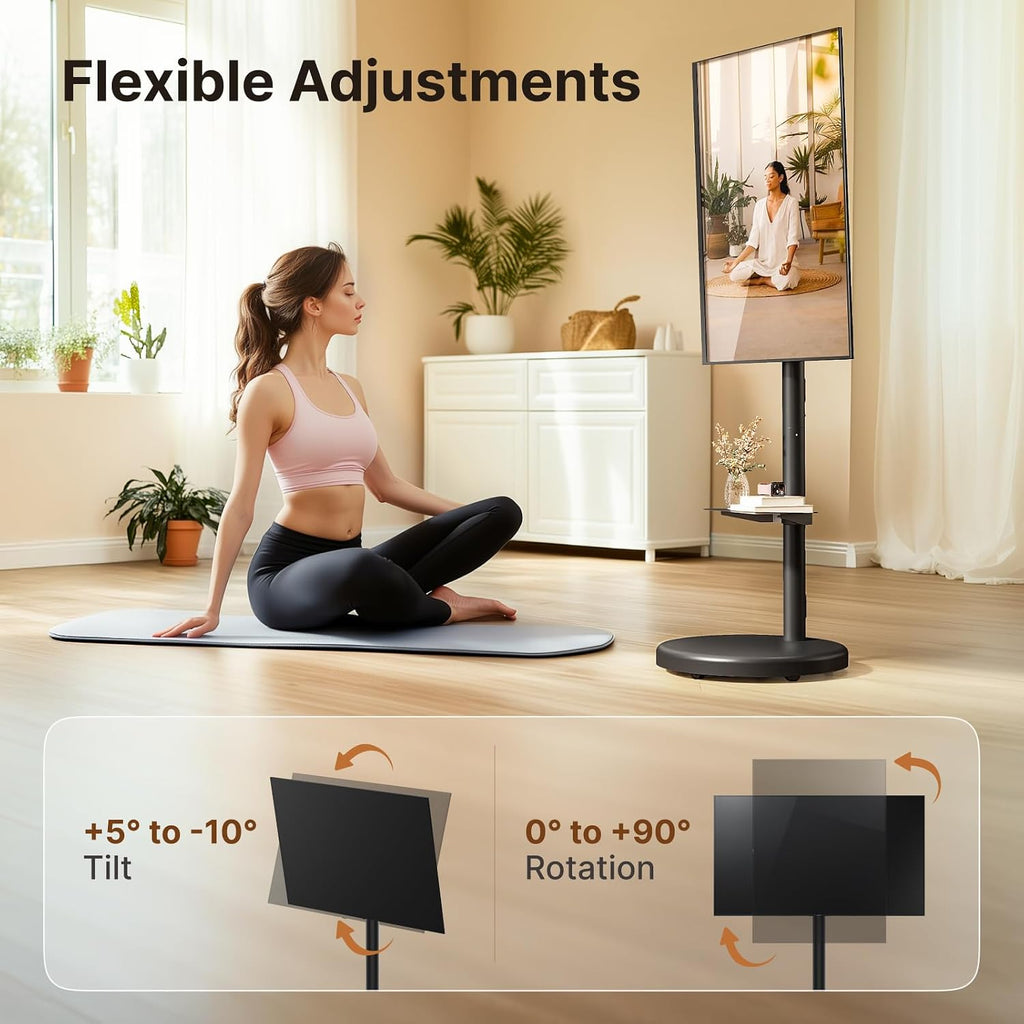 Rolling TV Stand for 37-86" TVs, 110 lbs, Black - Image 4