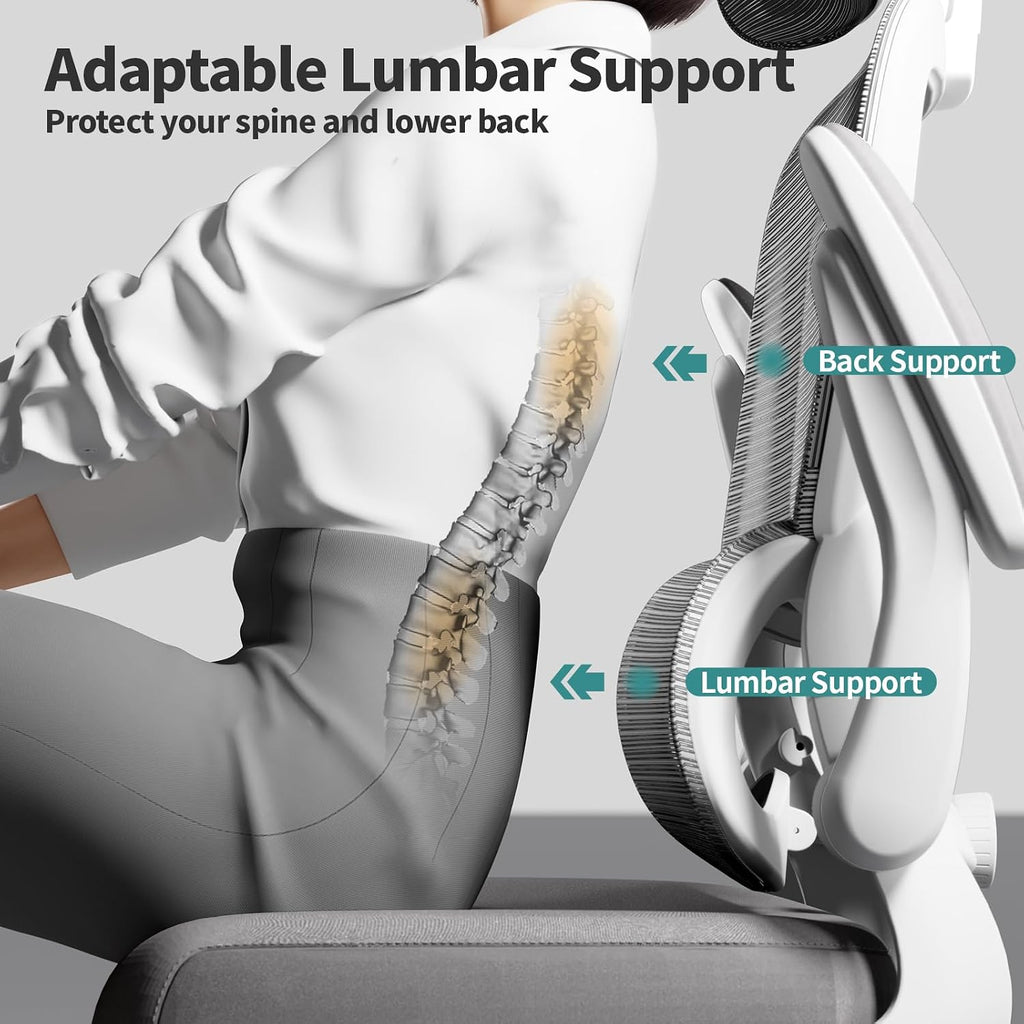 TRALT Office Chair Ergonomic Desk Chair with Lumbar Support Grey, 1 - Image 8