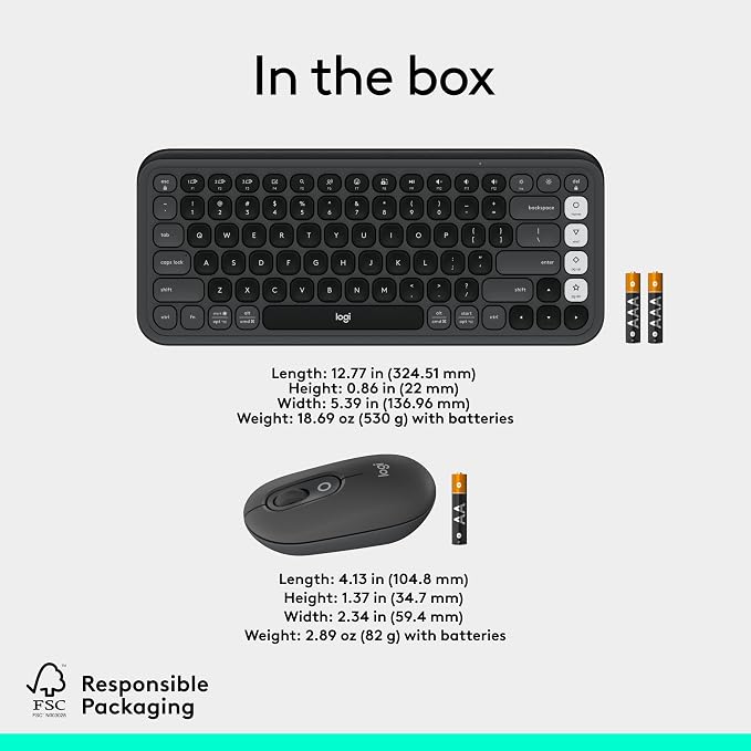 Logitech POP ICON Combo Keyboard and Mouse - Graphite and Off-White | Comfortable typing, programmable keys and buttons, quiet clicks, Bluetooth, easy-switch up to 3 devices - Image 10