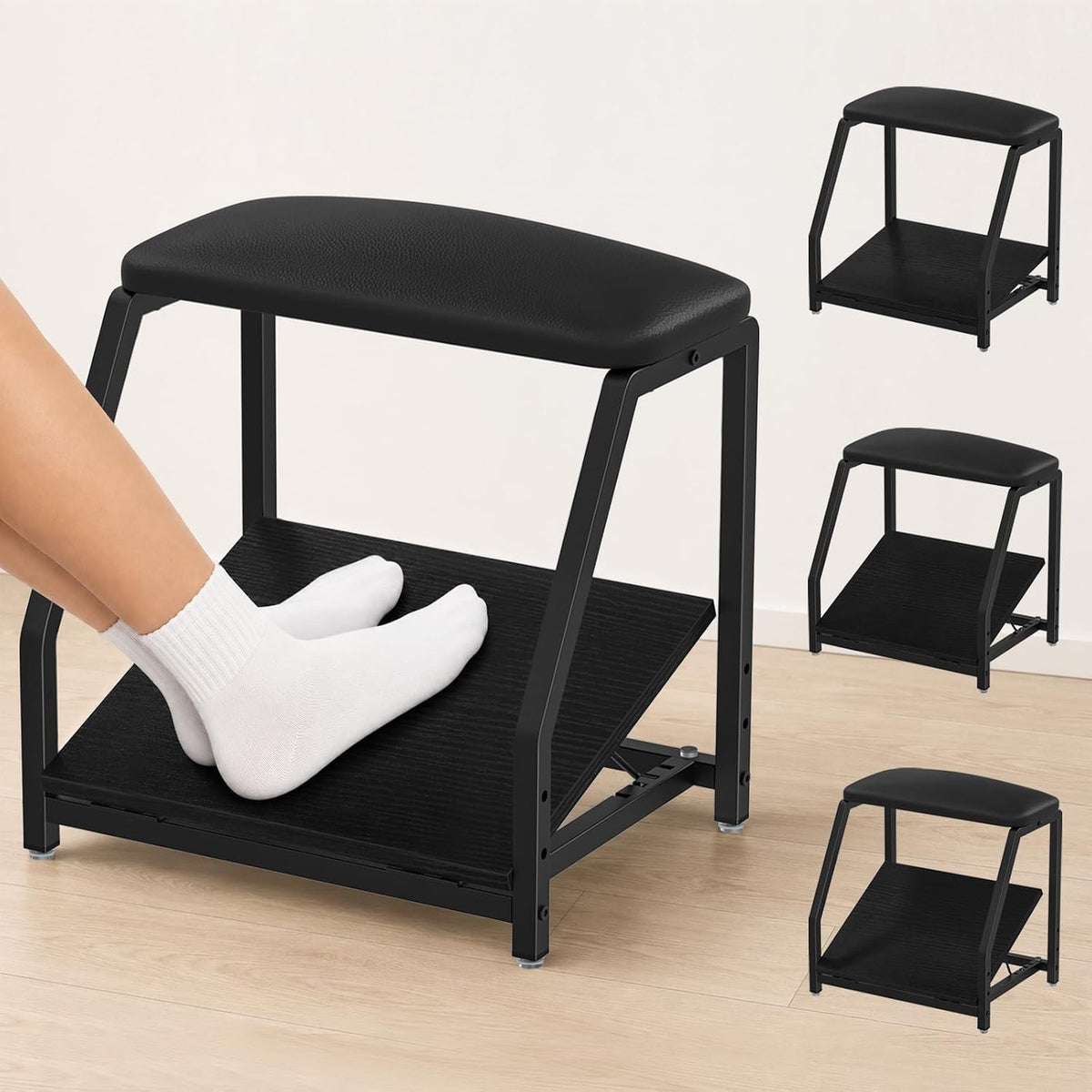 Snughome Adjustable Double Step Footrest, 5 Angles & 3 Heights, Under Desk Foot Stool, Cushioned Top & Non-Slip Base, Ergonomic Foot/Leg Rest for Home Office Gaming by Snughome
