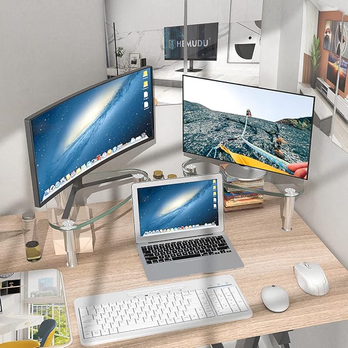 Hemudu 2 Pack Computer Monitor Riser | Triangle Desktop Universal Corner Stand for Computer Monitor & Laptop HD01T-203 - Image 8