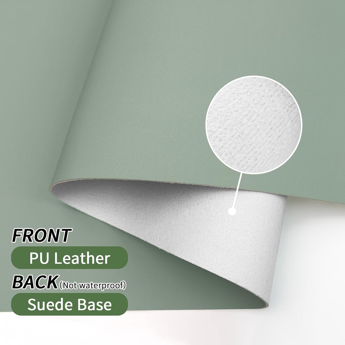 Leather Desk Mat, Large Mouse Pad, Non-Slip Desk Protector Mat, Leather Desk Blotter, Waterproof Desk Pad for Office Home Decor/Grey Green(31.5×15.7 Inches) - Image 6