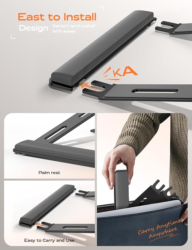 LOXP Laptop Stand for Desk, Aluminum Laptop Riser Holder with Wrist Support | Removable Notebook Stand Ventilated Cooling Computer Riser Ergonomic Lectern Mount Compatible with 10-17” Laptops - Image 7