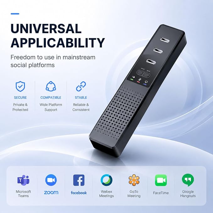 3 in 1 USB Computer Speaker with Microphone, PC Laptop Desktop Conference Speaker with Mic for Smart Home Office and Online Study，360 Degree Enhanced (Modern) - Image 4