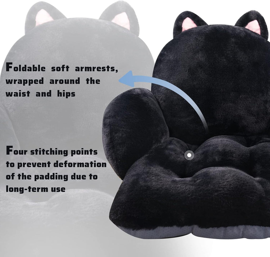 Cute Chair Cushion, Chair Pillow for Gaming, Black Cat, 17x16.5 in - Image 4