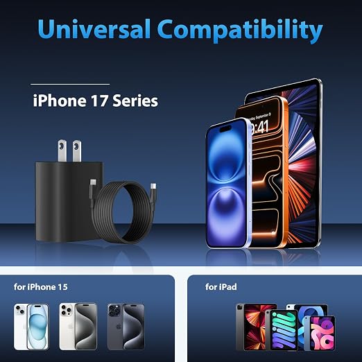 Phone 17 16 15 Charger Fast Charging Type C Chargers USB C Fast Charger Block & Phones 17 Charger Cord 10FT Long USB C Charging Cable for i.Phone 17/17 Pro/17 Pro Max/Air/Phone 16 15 Pro Max,Black - Image 6