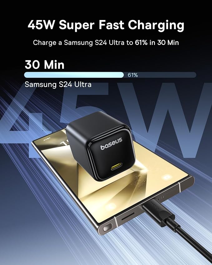Baseus 45W USB C Charger Block, 2 Pack Fast Charger with USB-C Cable | USB C Brick Fast Charging Block for iPhone 17/16/15 Series, iPad, Galaxy S24 Ultra and More Series - Image 2