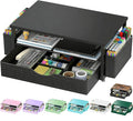 Spacrea Desk Organizer and Accessories, Computer Monitor Stand Riser with Drawer and 2 Pen Holders, Office Desk Accessories & Workspace Organizers for Office Supplies (Black) by Spacrea