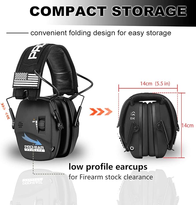PROHEAR Digital Electronic Shooting Ear Protection 5X Sound Amplification Earmuffs, 23dB NRR Low Profile Noise Reduction Hearing Protection for Gun Range and Hunting, Black - Image 7