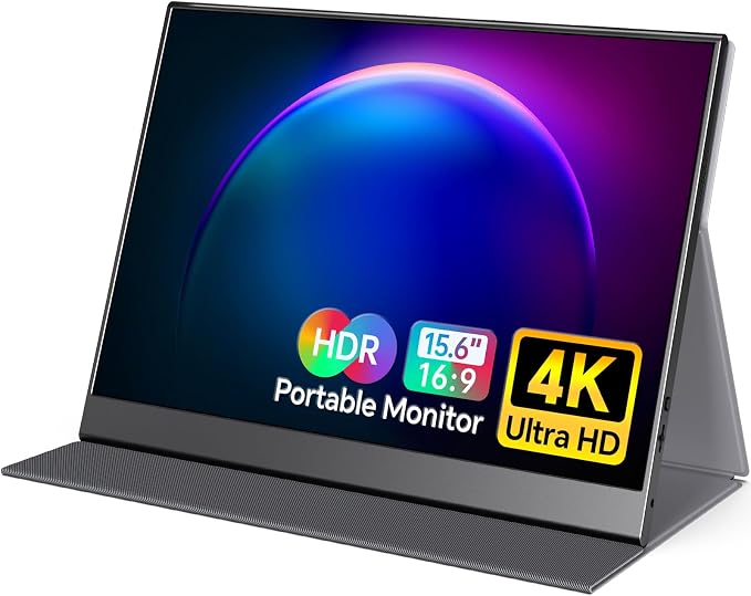 VILVA 15.6" 4K UHD IPS HDR USB-C HDMI Monitor | 15.6" 4K UHD IPS 100% Adobe RGB HDR, USB-C/HDMI, speakers+smart cover, for PC/Phone/PS4/Xbox/Switch/Mac, travel. by VILVA
