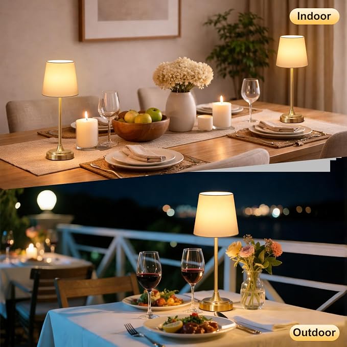 Wowag Cordless Table Lamp Rechargeable,5000mAh Battery Operated Desk Lamp,3 Colors & 7 RGB Stepless Dimmable,Touch Control Ambient Light for Bedside,Bedroom,Dining Room,Living Room,Gold,WhiteShade - Image 7