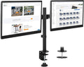 Mount-It! Dual Monitor Desk Stand, 19-32" Screens | Two heavy-duty height-adjustable arms with interchangeable C-clamp/grommet base, VESA 75/100 compatible. by Mount-It