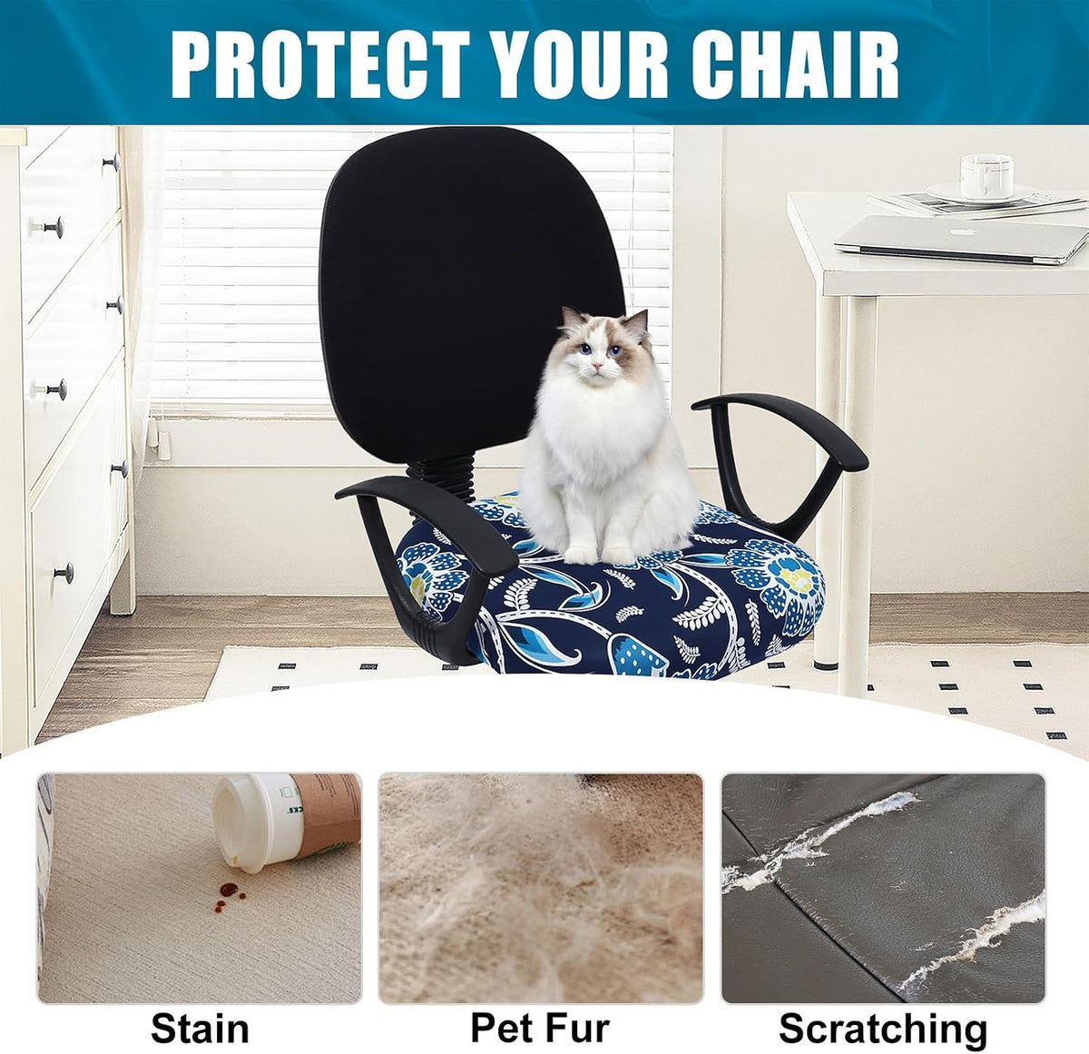 Smiry Stretch Printed Office Computer Desk Chair Seat Covers - Image 8