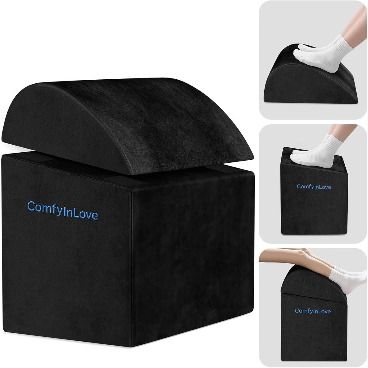 Foot Rest for Under Desk with 3 Heights, Foot Stool, Black by ComfyInLove