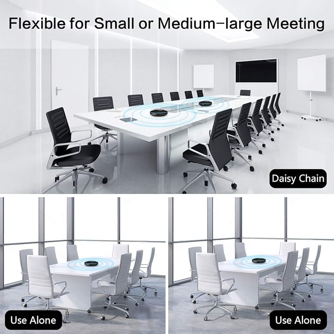 EMEET Bluetooth Speakerphone -Daisy Chain/Use Alone up to 16 attendees, M220 Professional Wireless Speakerphone &HD Webcam 1080P, USB Webcam with Privacy Cover & 2 Noise - Image 5