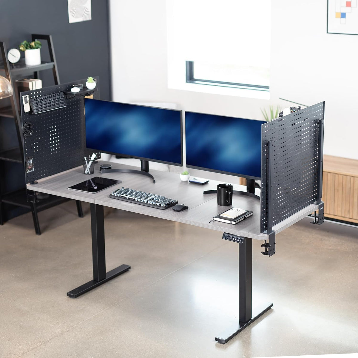 VIVO Black Clamp-on 60 x 24 inch Desk Pegboard, PP-DK30B-2 - Image 9