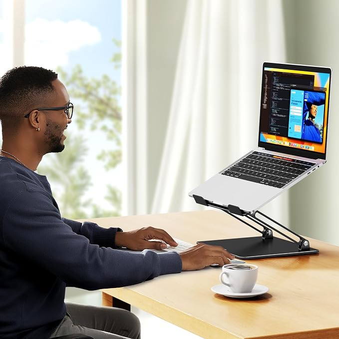 BESIGN LS10 Laptop Stand for Desk, Ergonomic Adjustable Notebook Tablet Stand, Foldable Laptop Riser, Portable Desktop Book Stands, Computer Holder Compatible with 10-14" Laptops, Black - Image 7