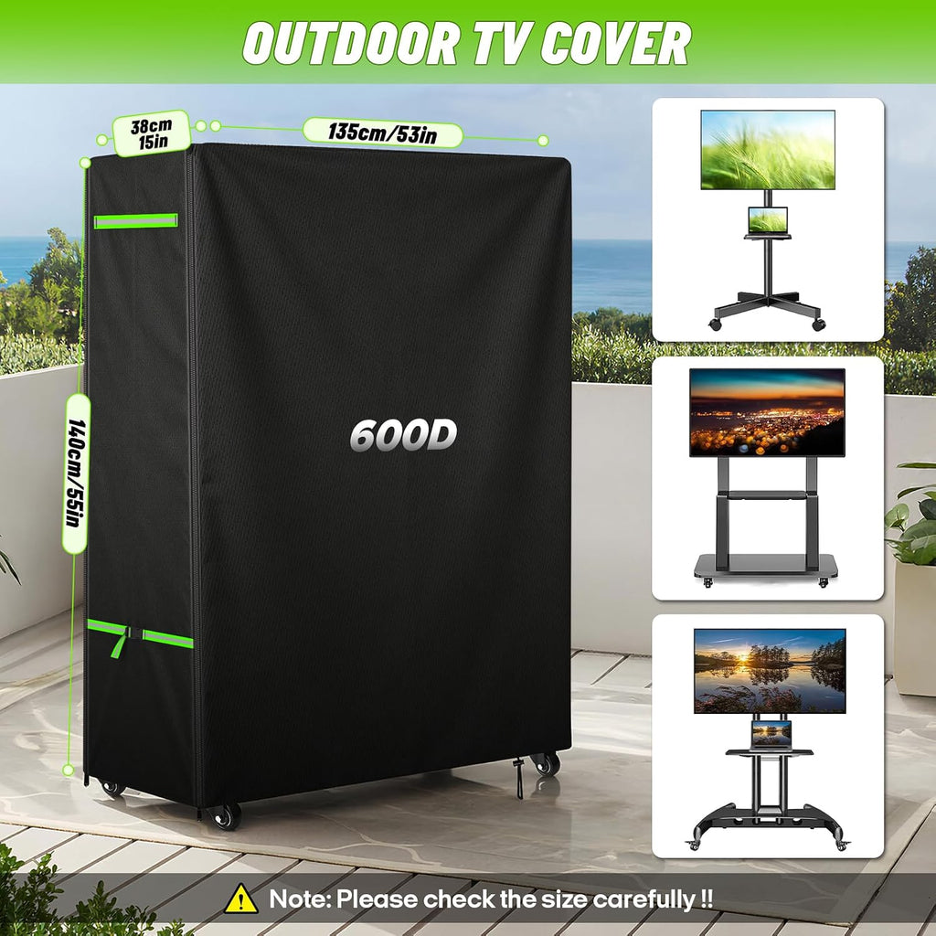 50-55" Outdoor TV Stand Cover, 600D TV Cover Waterproof, 53x15x55'' - Image 2