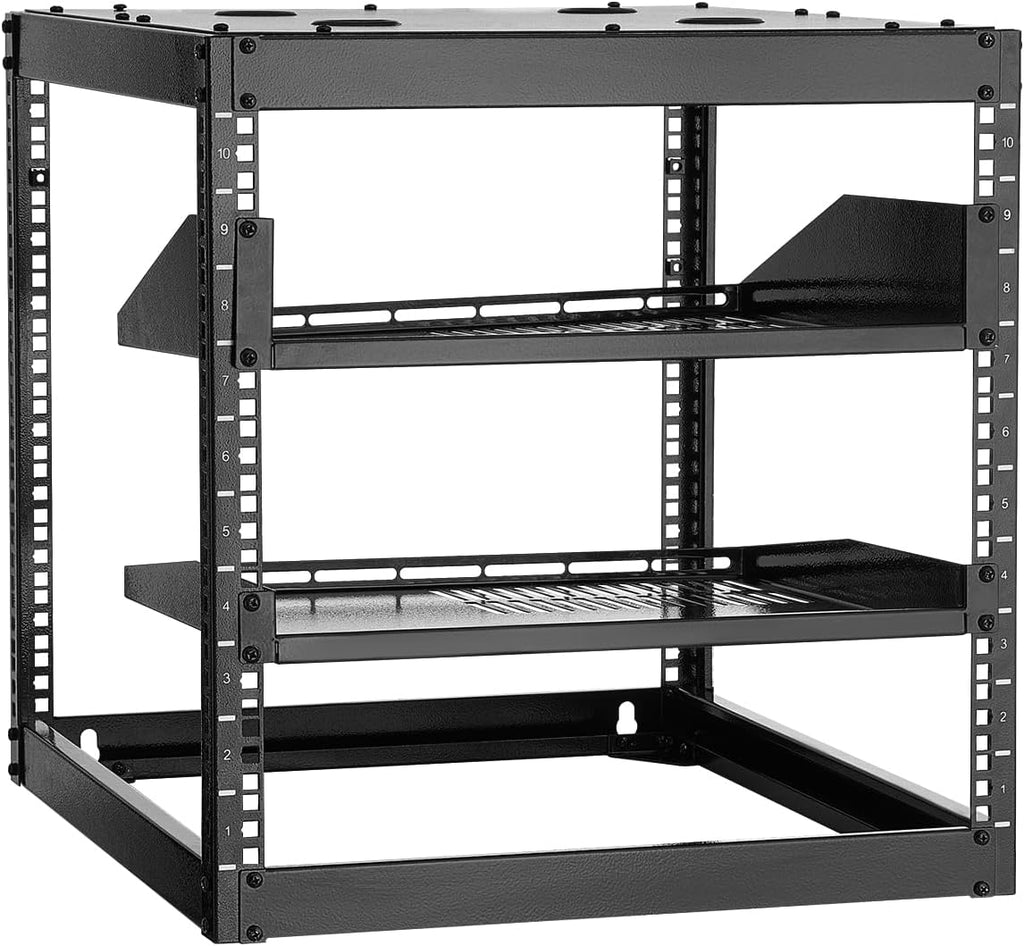 VEVOR 10U Open Frame Network Rack Server Rack, Wall Mounted or Floor Stand by VEVOR