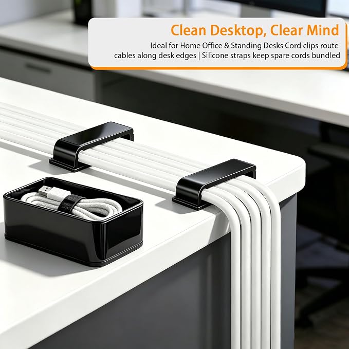 Gaming Desk Cable Management Kit 114PCS — 360° Spring Clips, Heavy-Duty Power Strip Holder, Reusable Cable Ties & Labels | Battlestation Organizer for Gamers & Streamers - Image 6