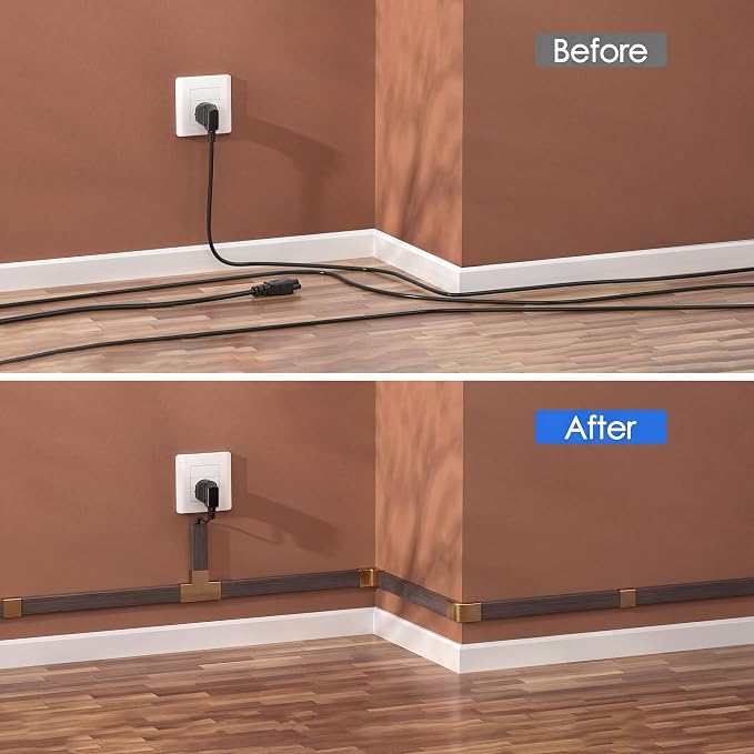 Yecaye TV Cord Hider, 125in Cord Cover, W1.18in H0.6in, Darkwood | Large Cable Hider, Wire Covers for 4 Cords, Cable Raceway Wire Hiders for TV on Wall, Cable Cover Cord Concealer - Image 6